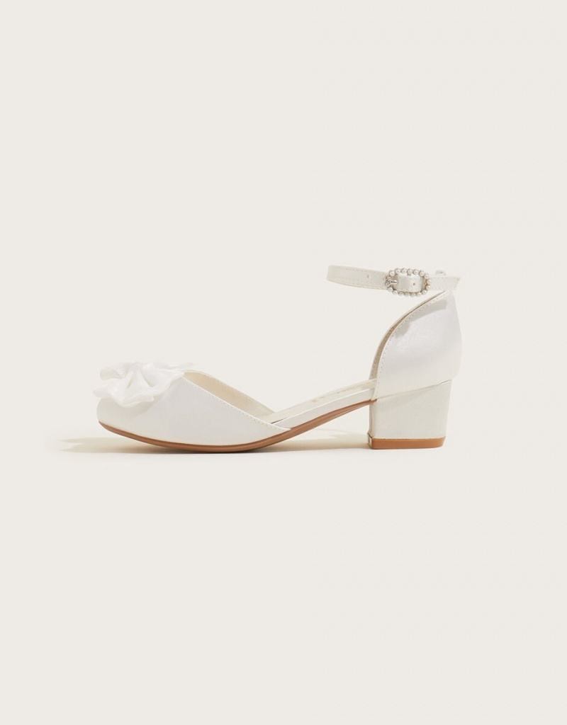 White Kids' Monsoon Communion Bow Two-Part Heels | TLY-5333