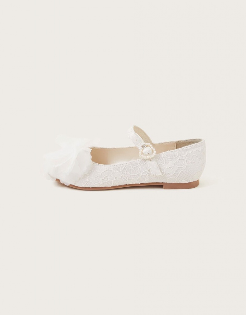 White Kids' Monsoon Communion Kali Lace Ballerina Flats | ZSP-1660