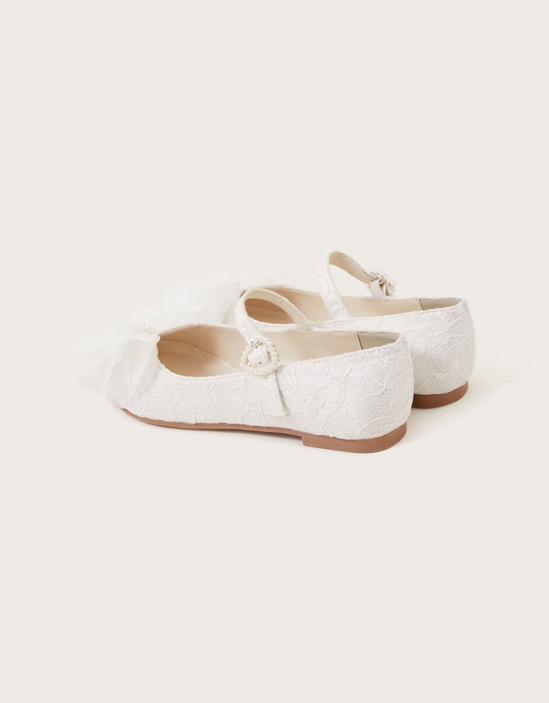 White Kids' Monsoon Communion Kali Lace Ballerina Flats | ZSP-1660