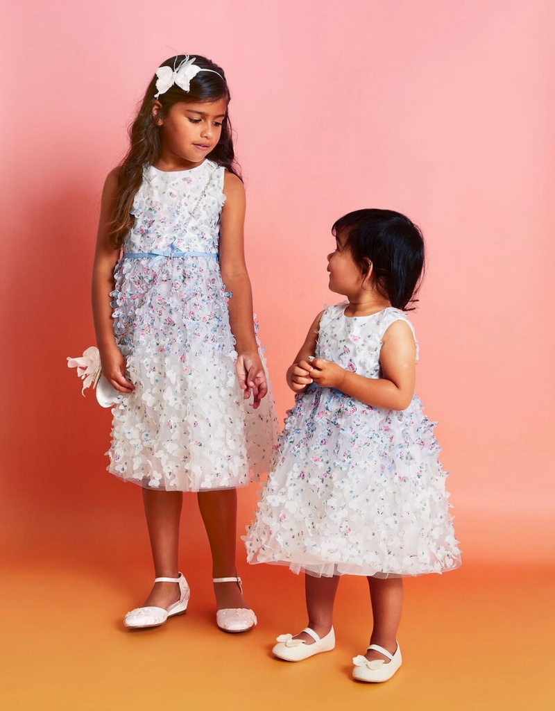 White Kids' Monsoon Confetti 3D Petal Dress | XTE-6741