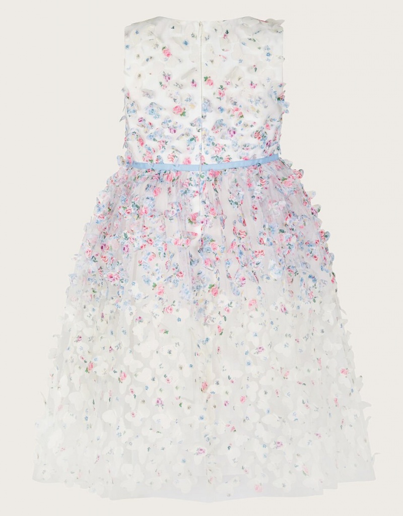 White Kids' Monsoon Confetti 3D Petal Dress | XTE-6741