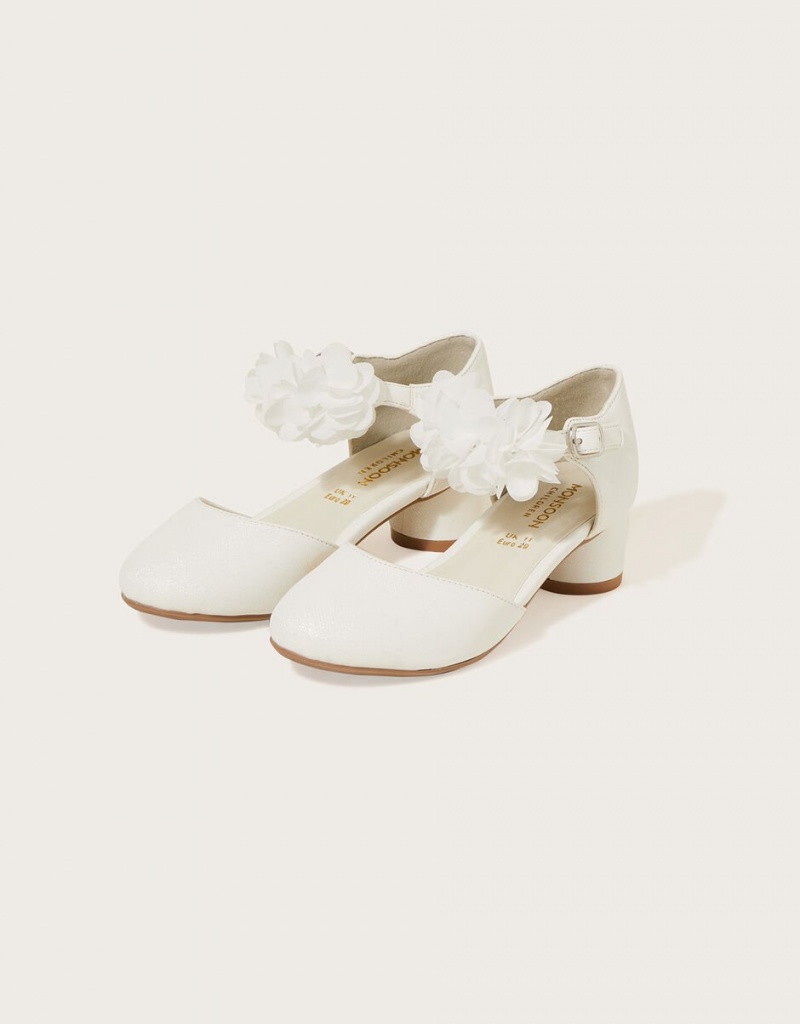 White Kids\' Monsoon Corsage Two-Part Heels | SVX-5505