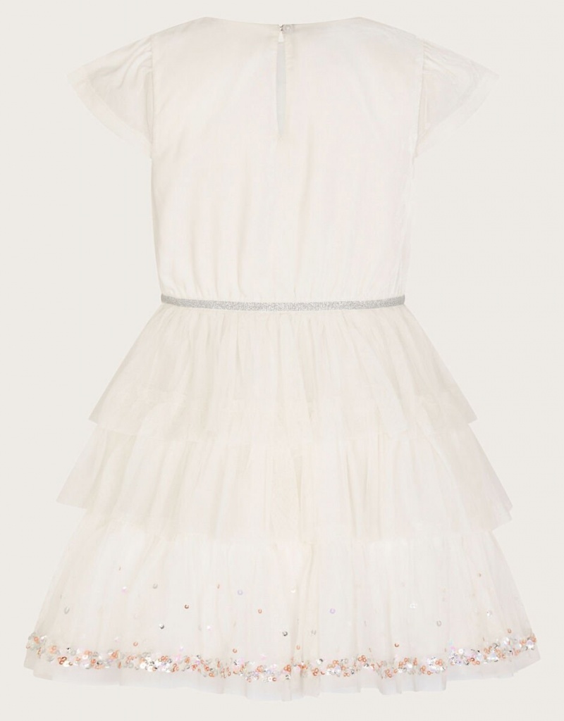 White Kids' Monsoon Disco Bow Dress | YOF-2990