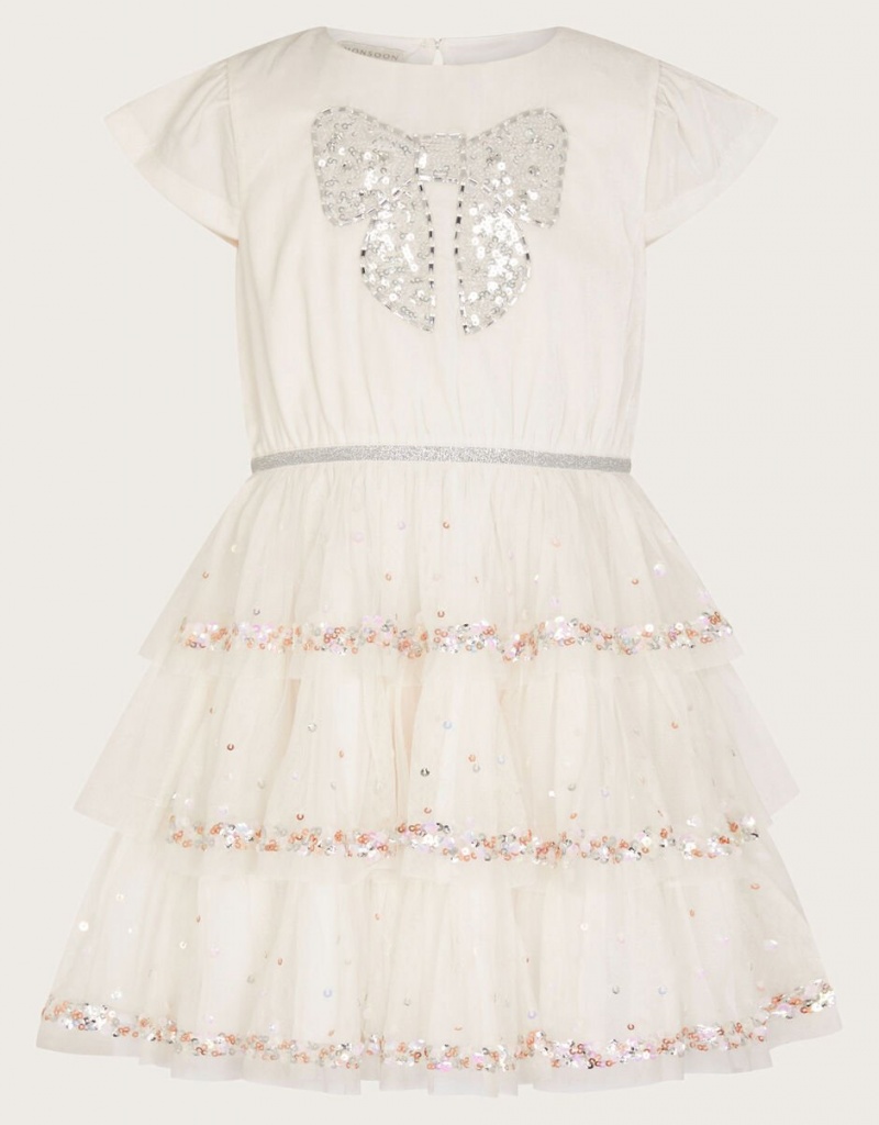 White Kids\' Monsoon Disco Bow Dress | YOF-2990