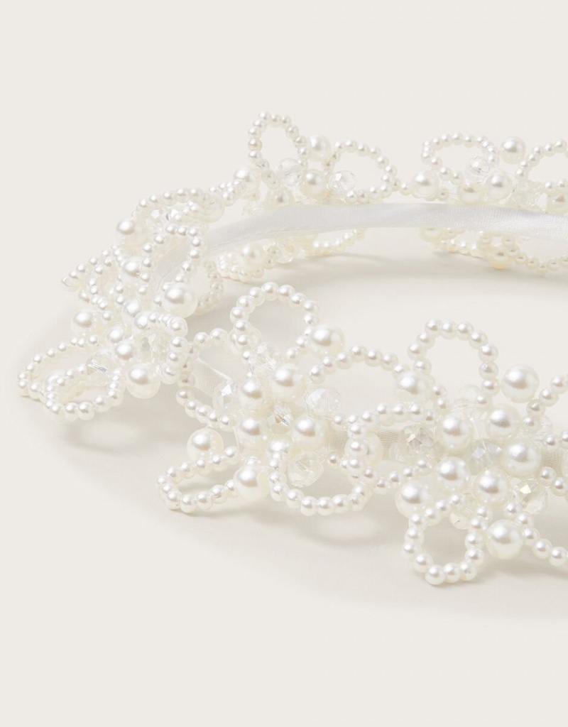 White Kids' Monsoon Embellished Bridesmaid Headband | WAN-3003