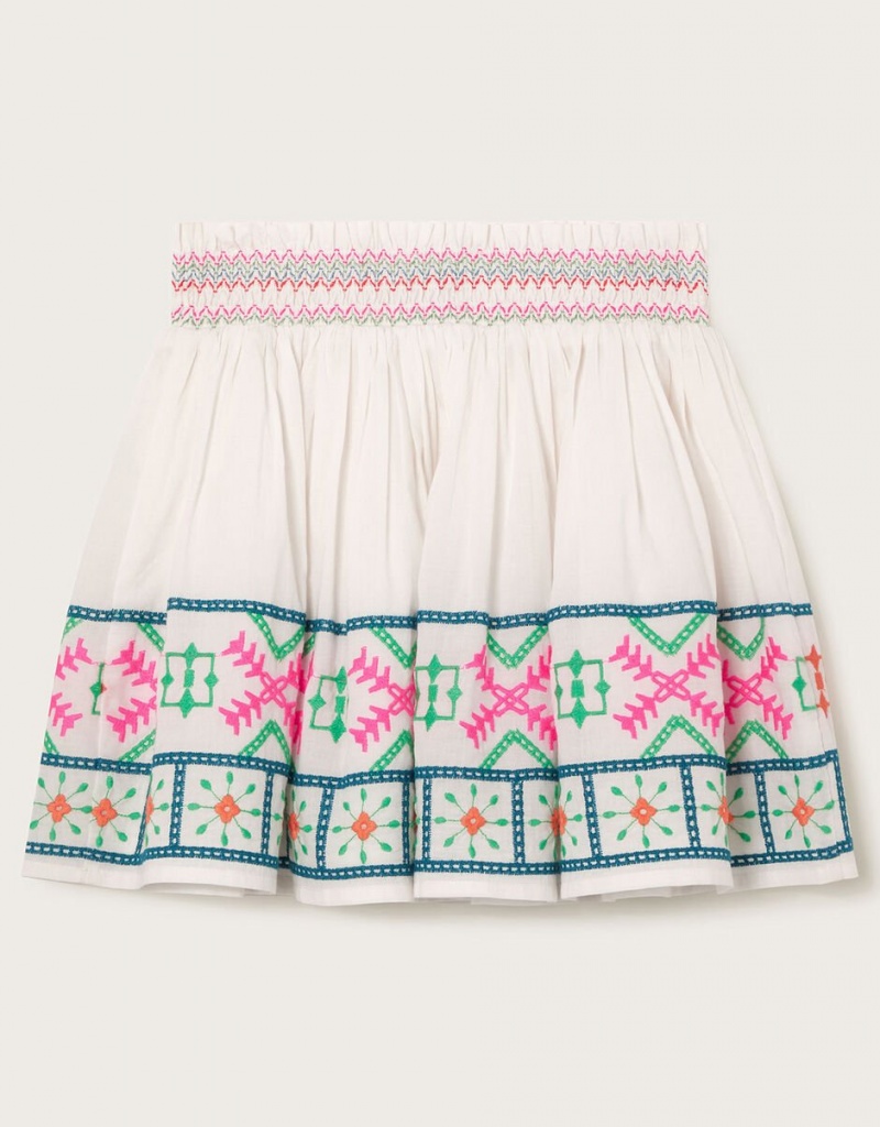 White Kids' Monsoon Embroidered Hem Skirts | OWH-1758