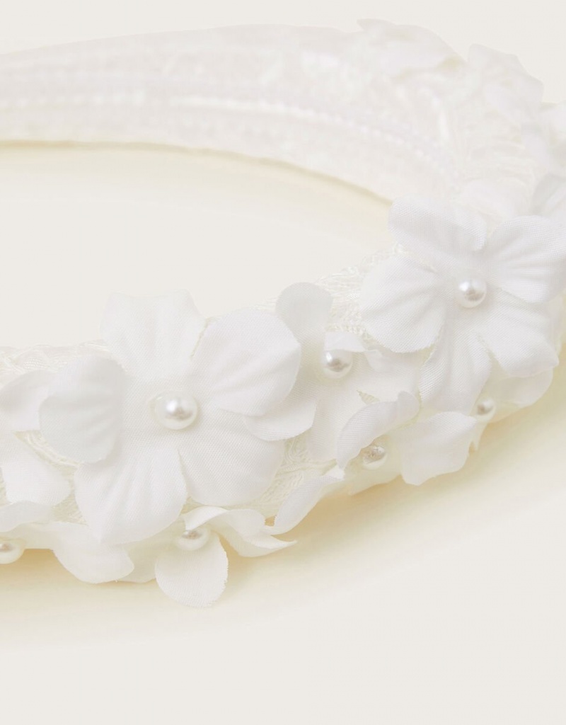 White Kids' Monsoon Flower Crown Bridesmaid Headband | EZP-3729