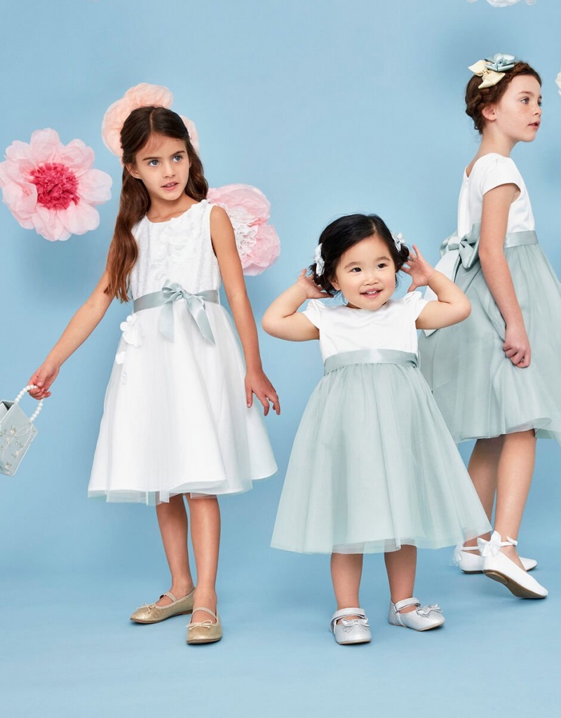 White Kids' Monsoon Frankie Scuba Bridesmaid Dress | YXZ-1013