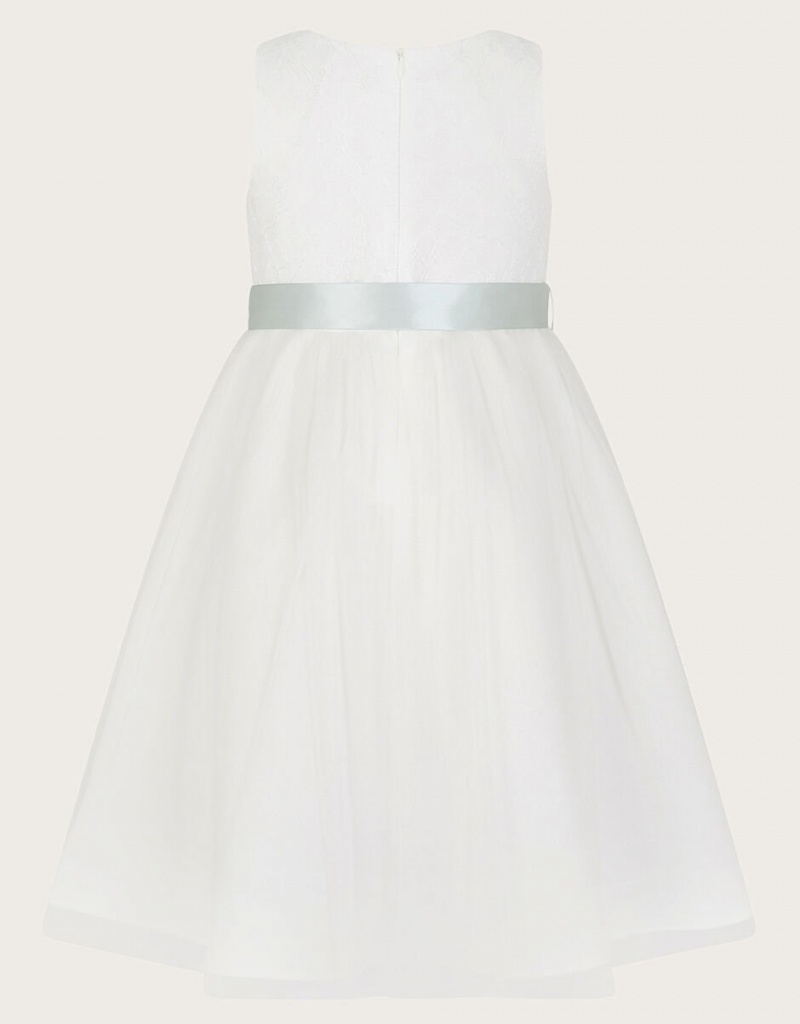 White Kids' Monsoon Frankie Scuba Bridesmaid Dress | YXZ-1013