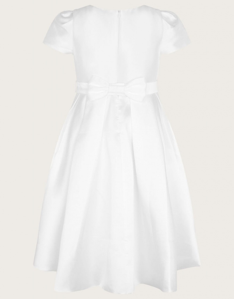 White Kids' Monsoon Henrietta Pearl Embellished Communion Dress | XIW-5452