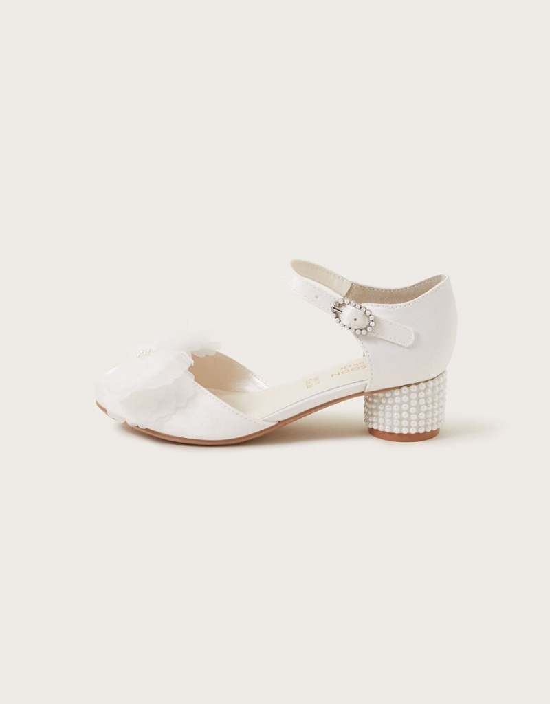 White Kids' Monsoon Kali Satin Two-Part Heels | ZKQ-1330