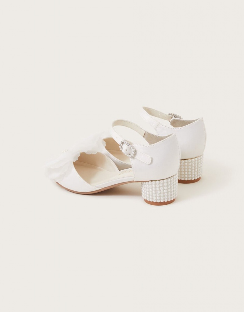 White Kids' Monsoon Kali Satin Two-Part Heels | ZKQ-1330