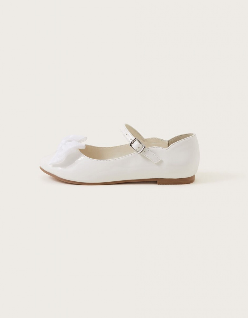 White Kids' Monsoon Kali Tulle Bow Ballerina Flats | KNB-8902