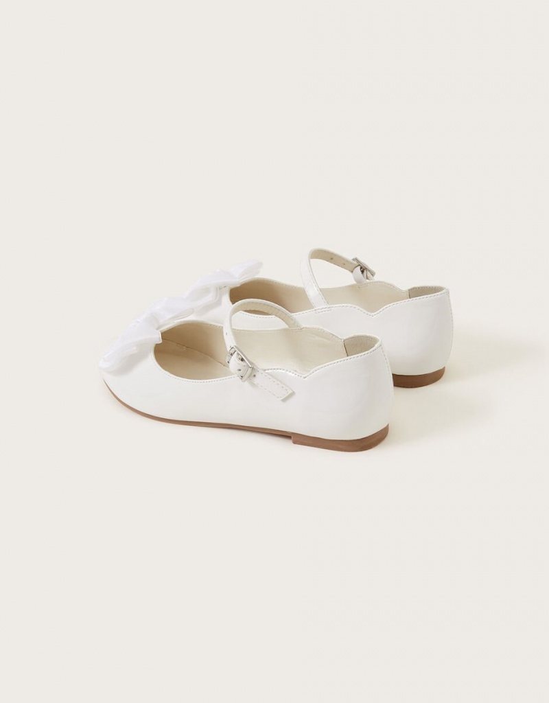 White Kids' Monsoon Kali Tulle Bow Ballerina Flats | KNB-8902