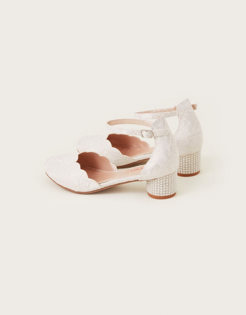 White Kids' Monsoon Lace Two-Part Heels | TFT-6230