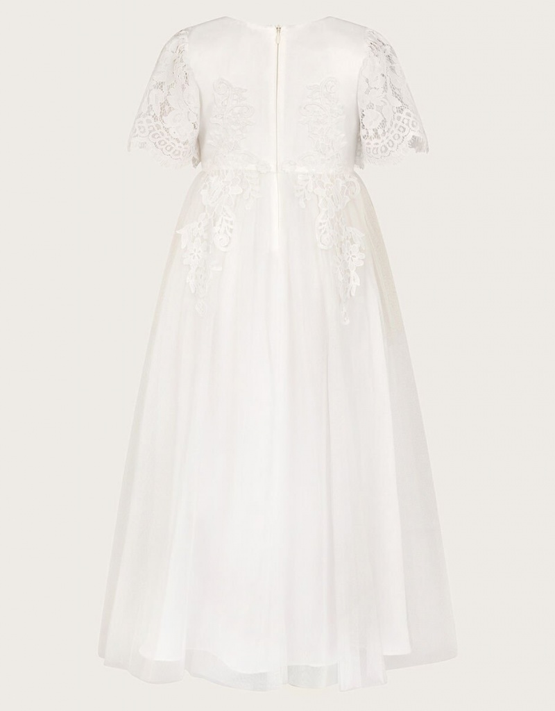 White Kids' Monsoon Lourdes Lace Maxi Communion Dress | WKY-1295