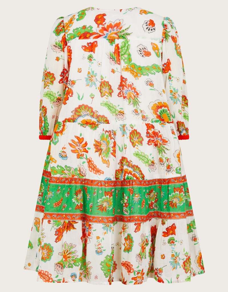 White Kids' Monsoon MINI ME Border Kaftan Dress | PMU-2809