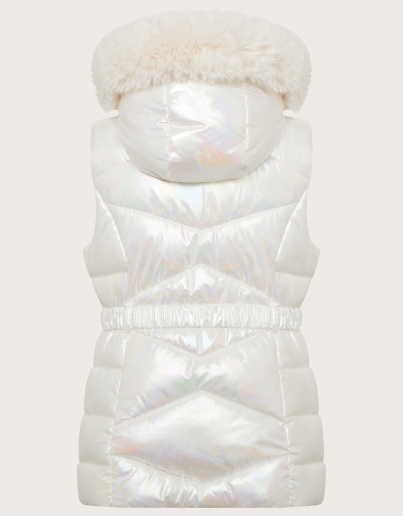 White Kids' Monsoon Metallic Marble Gilet Jacket | ZOP-6866