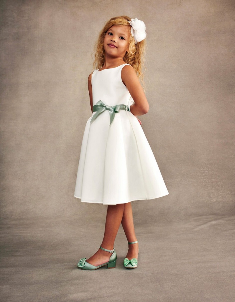 White Kids' Monsoon Molly Scuba Bridesmaid Dress | KCV-3618