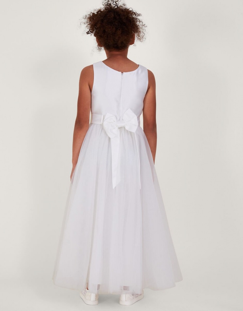 White Kids' Monsoon Odette Alice Tulle Maxi Dress | ZKR-6551