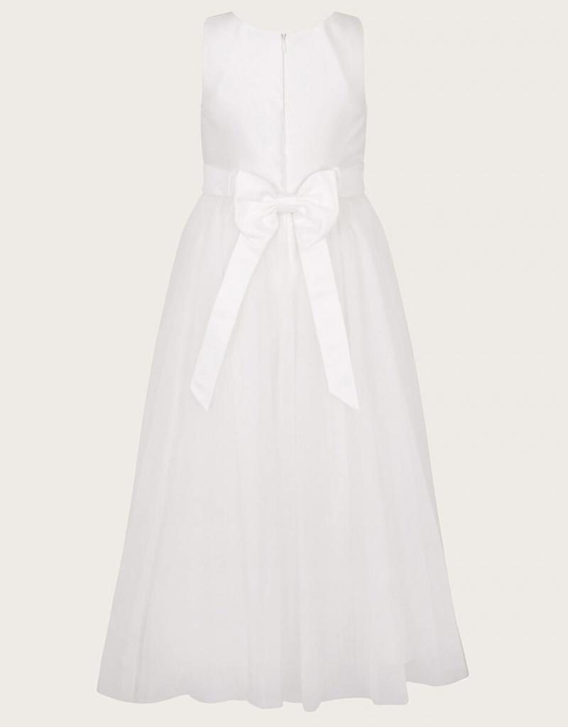 White Kids' Monsoon Odette Alice Tulle Maxi Dress | ZKR-6551