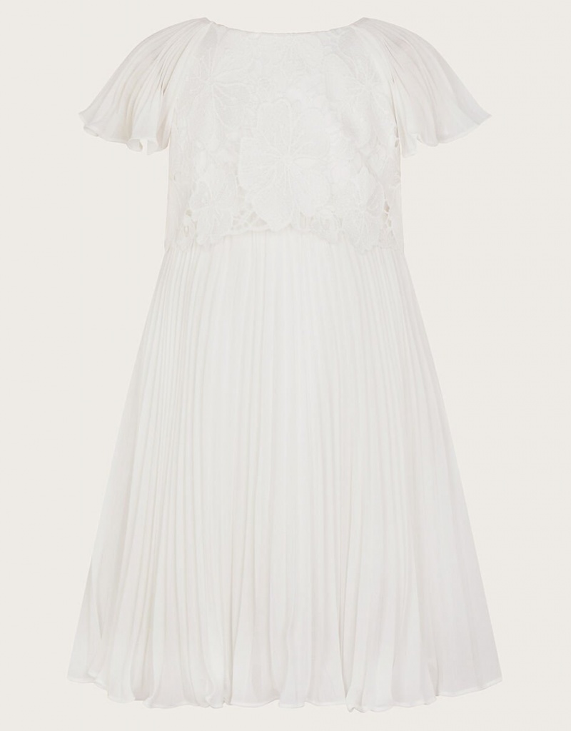 White Kids' Monsoon Otissa Lace Pleated Dress | AAS-3429