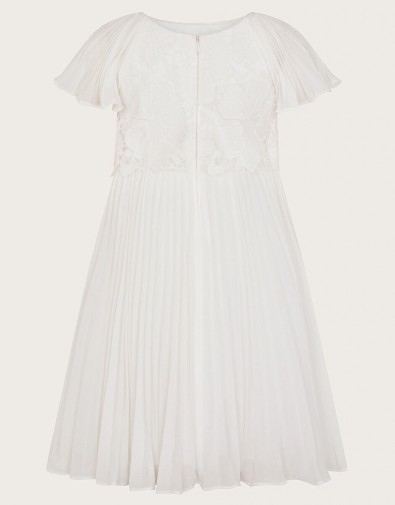 White Kids' Monsoon Otissa Lace Pleated Dress | AAS-3429