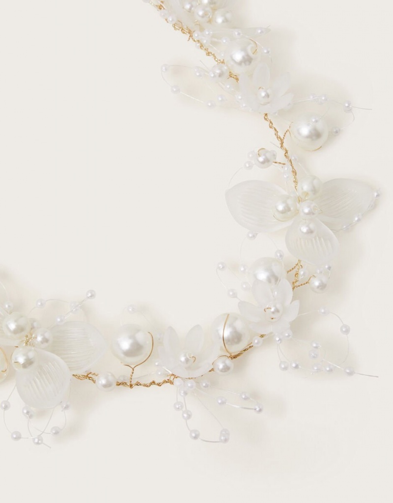 White Kids' Monsoon Pearly Flower Garland Hair Accessories | OID-5810