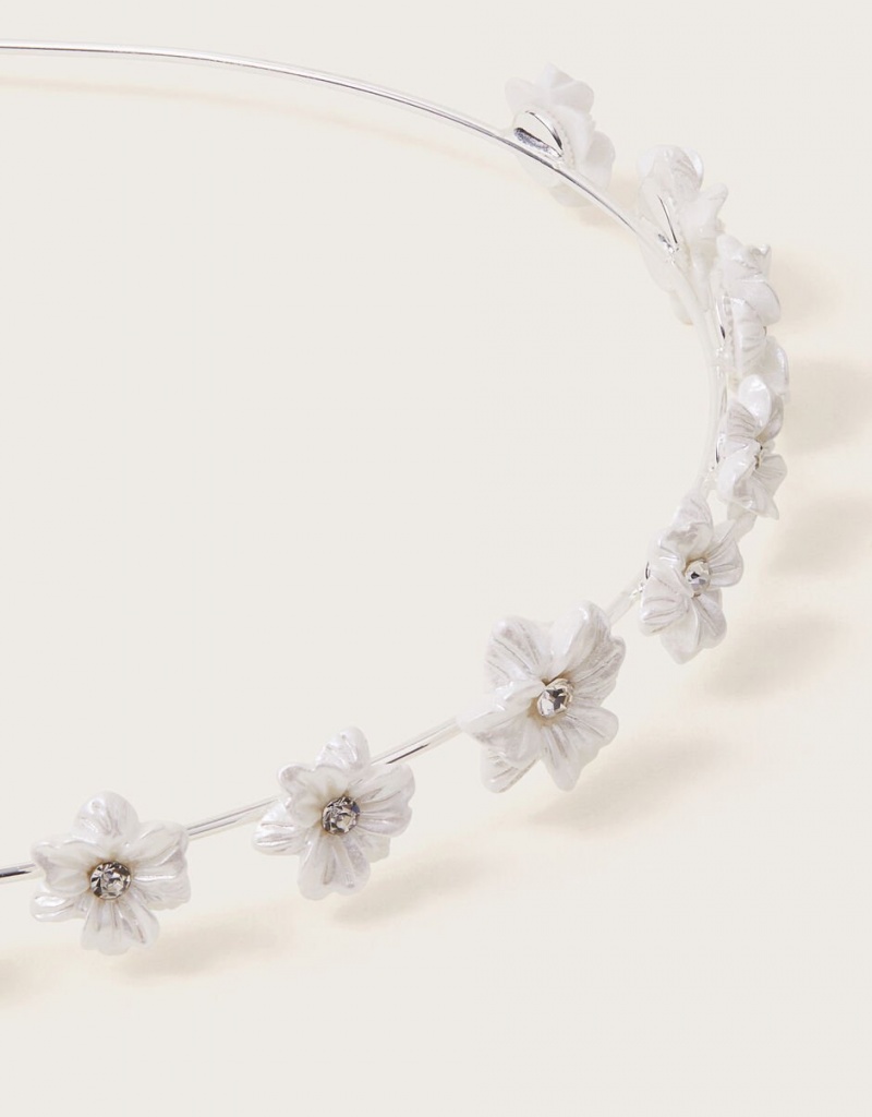 White Kids' Monsoon Pearly Flower Girl Headband | SIW-3017