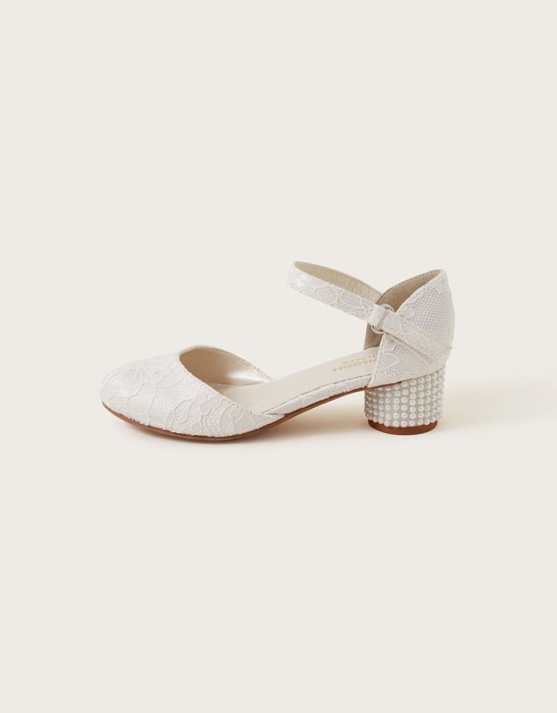 White Kids' Monsoon Pretty Lacey Two-Part Heels | HMW-5667