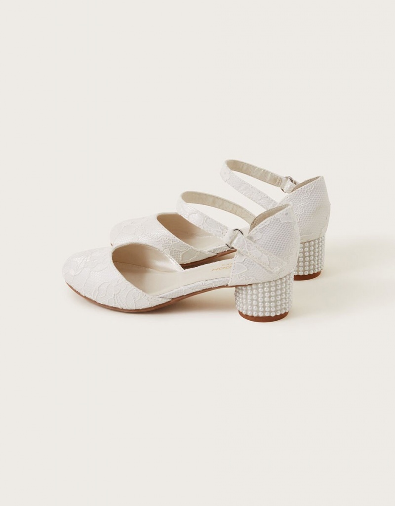 White Kids' Monsoon Pretty Lacey Two-Part Heels | HMW-5667