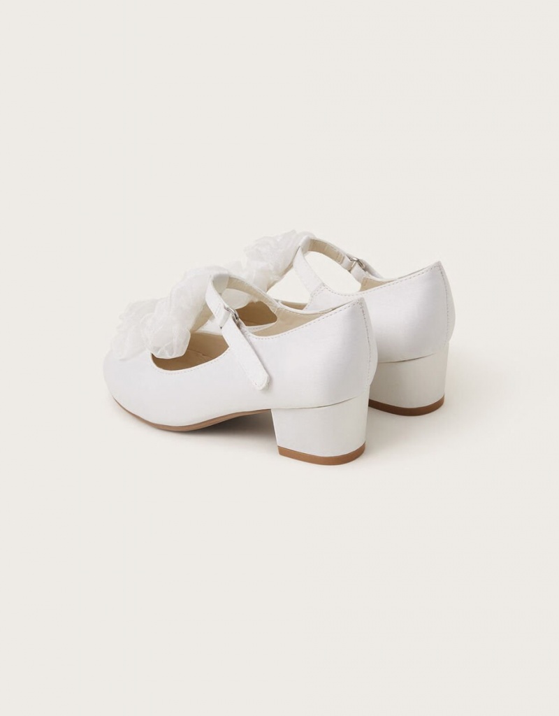 White Kids' Monsoon Rosette Organza Flower Heels | DCR-3076