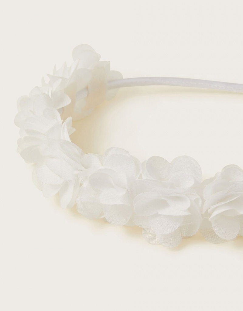 White Kids' Monsoon Ruffle Bridesmaid Headband | ZQI-0417