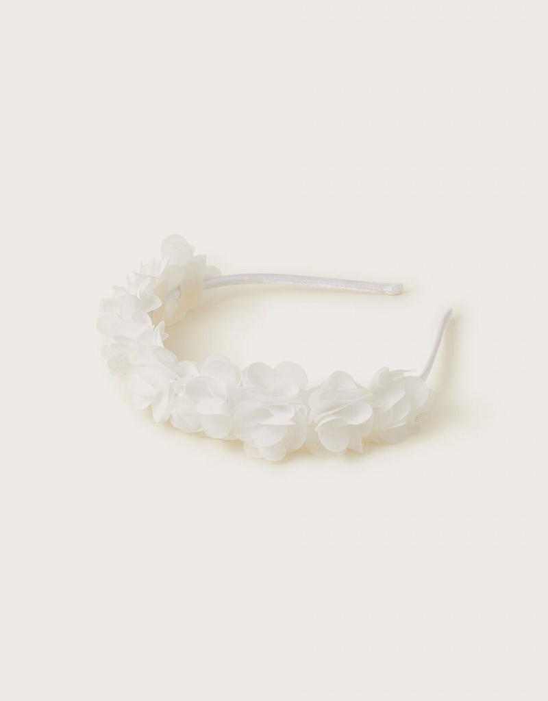 White Kids\' Monsoon Ruffle Bridesmaid Headband | ZQI-0417