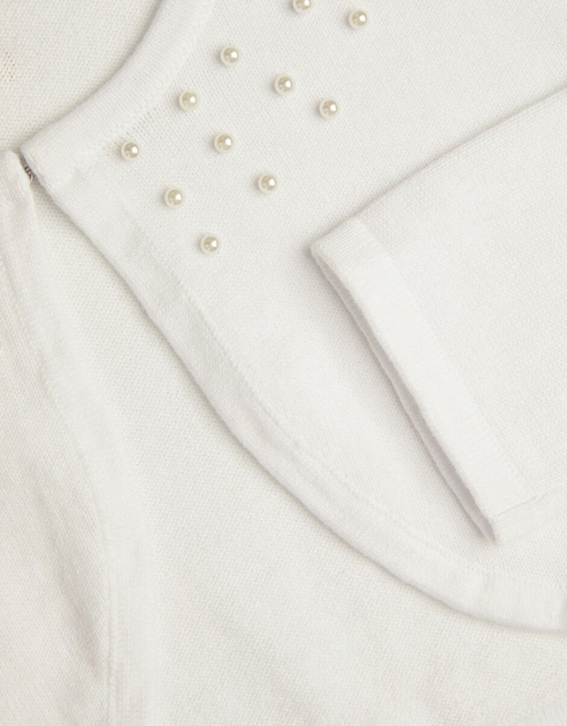 White Kids' Monsoon Scatter Pearl Communion Cardigan | BVT-0794