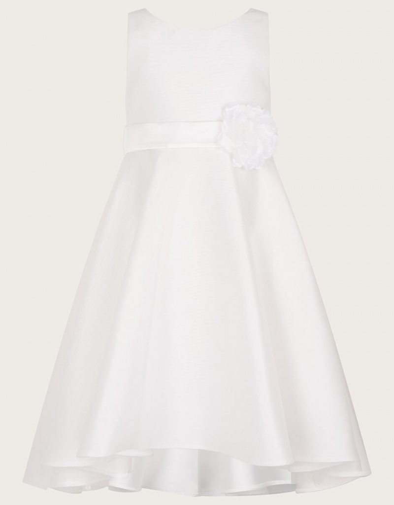 White Kids\' Monsoon Tuberose High Low Bridesmaid Dress | ATD-8101