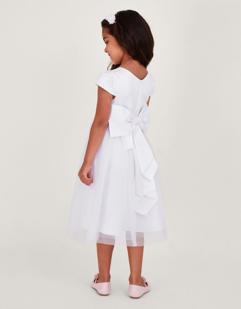 White Kids' Monsoon Tulle Bridesmaid Communion Dress | TLZ-7291