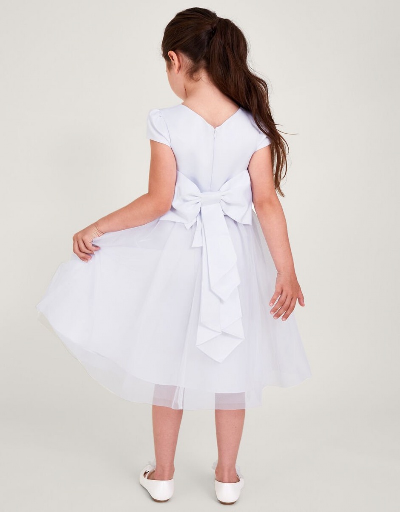 White Kids' Monsoon Tulle Bridesmaid Communion Dress | TLZ-7291