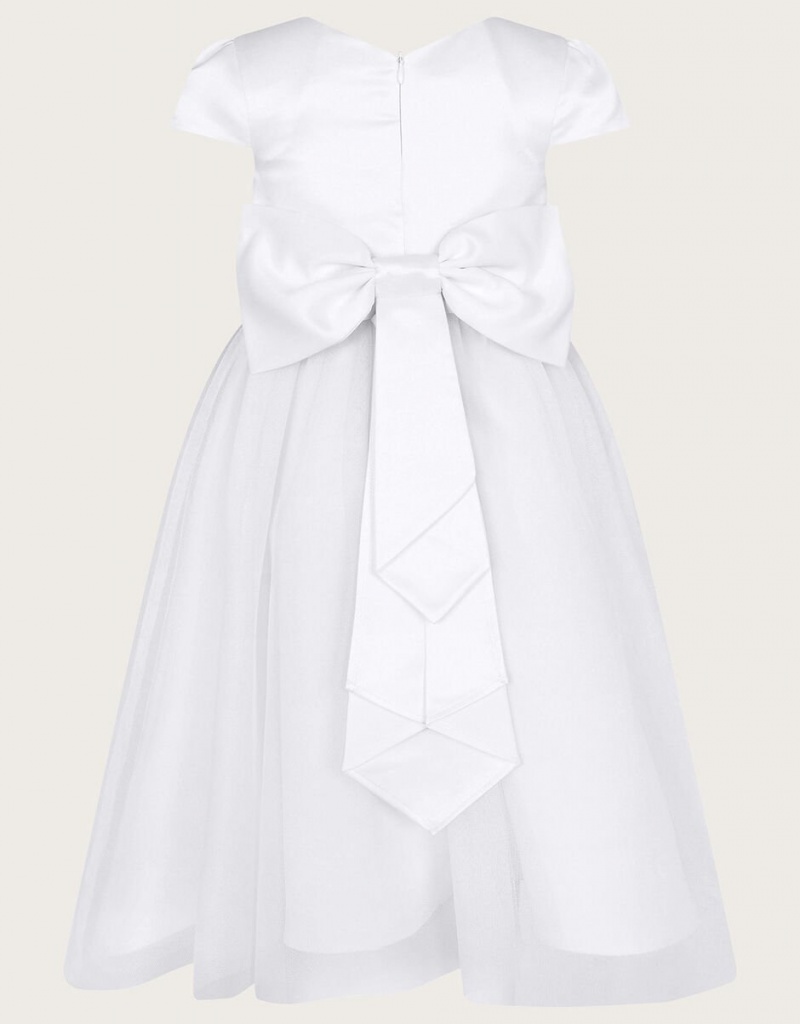 White Kids' Monsoon Tulle Bridesmaid Communion Dress | TLZ-7291