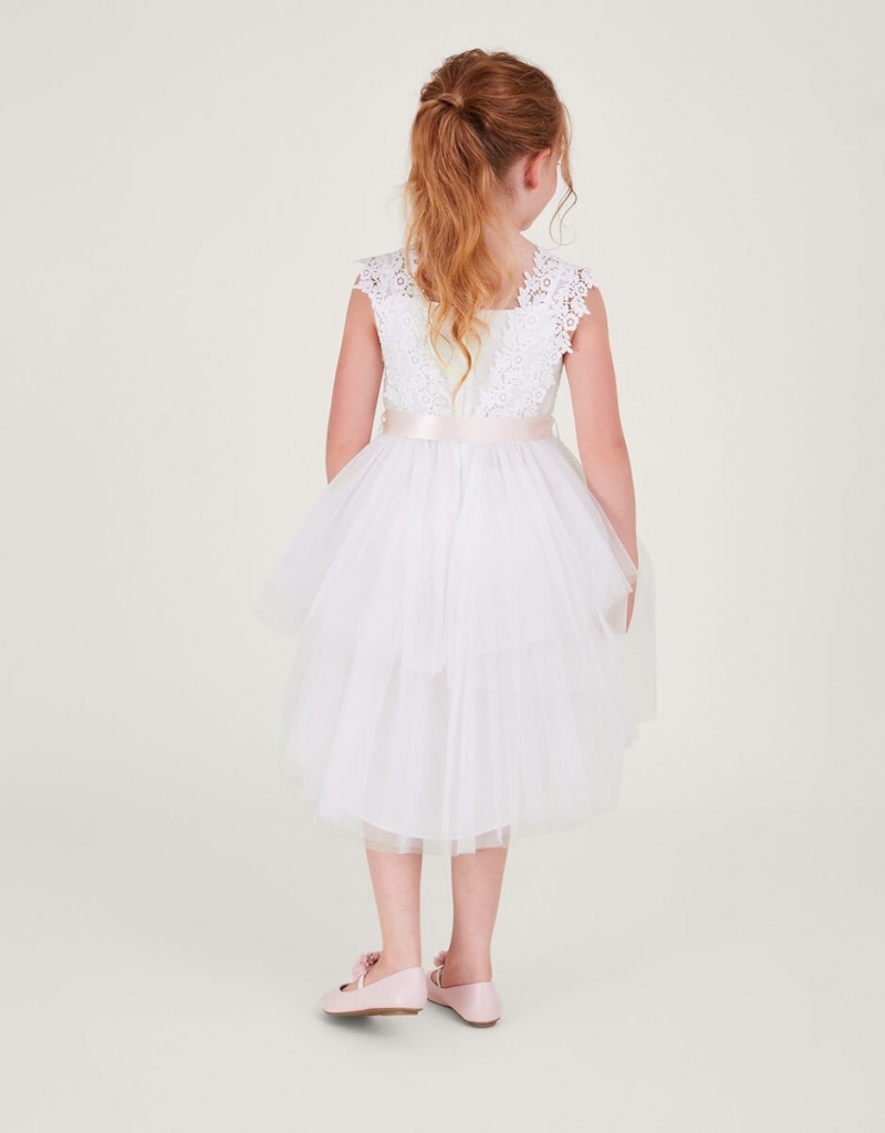 White Kids' Monsoon Zaralia Lace Safire Dress | VNA-7901