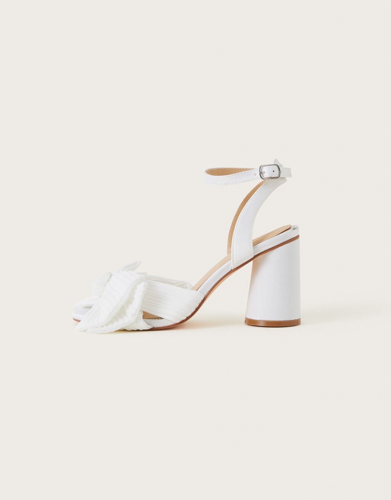 White Women's Monsoon Block Heel Bow Heeled Sandals | ZSD-2241