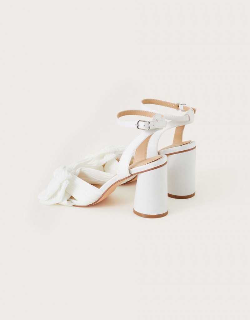 White Women's Monsoon Block Heel Bow Heeled Sandals | ZSD-2241