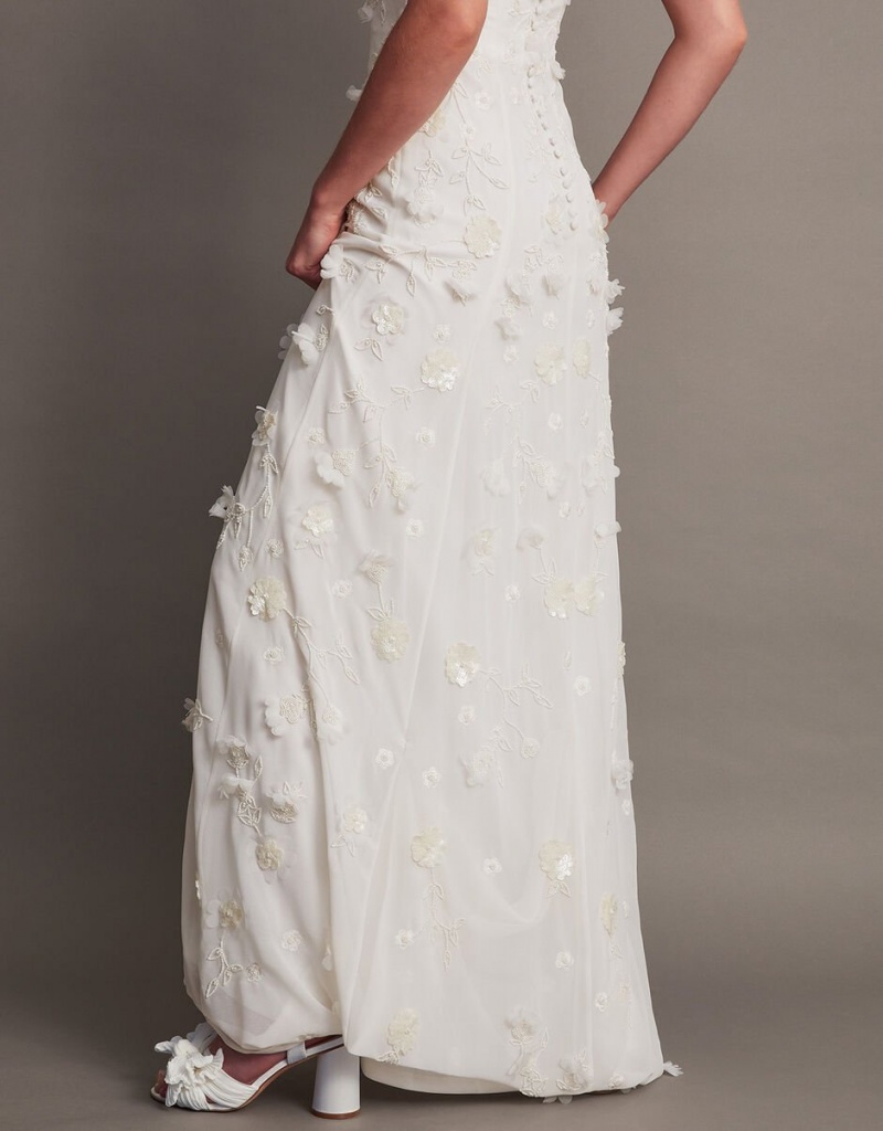 White Women's Monsoon Eve Embellished Bridal Dress | CXC-5271