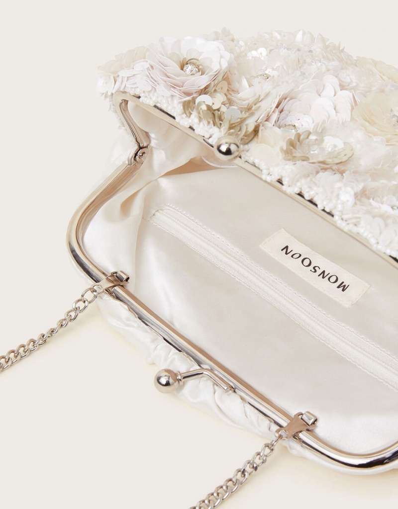 White Women's Monsoon Hand-Embellished Bridal Bags | JWB-2174