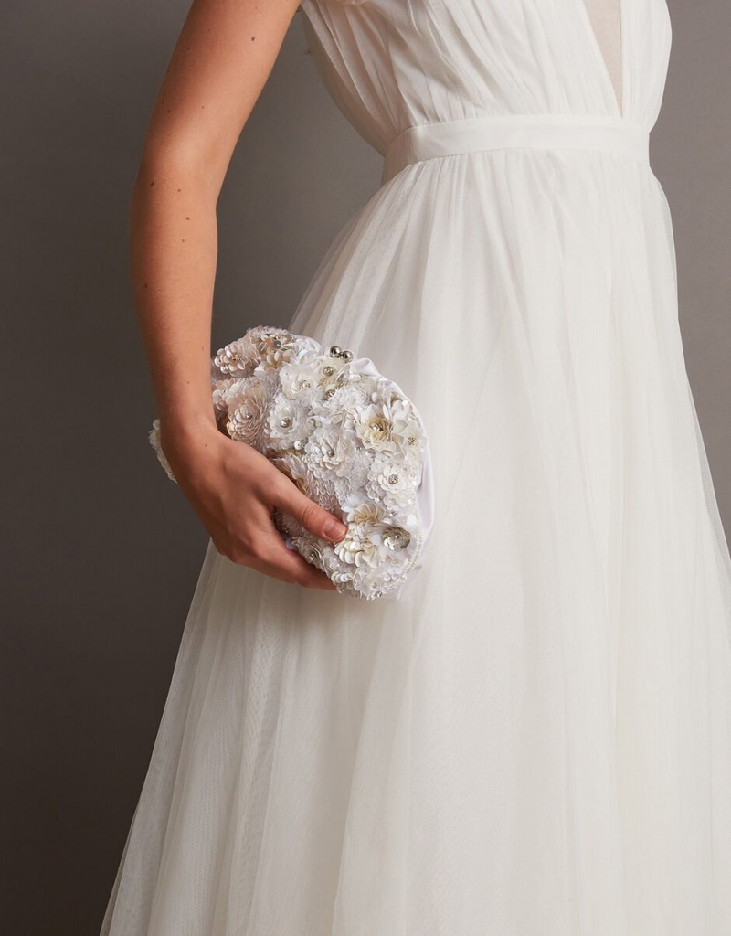 White Women\'s Monsoon Hand-Embellished Bridal Bags | JWB-2174