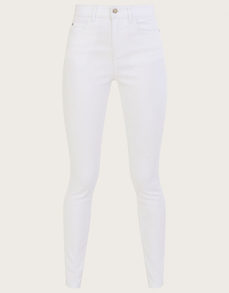 White Women's Monsoon Iris Regular-Length Skinny with Sustainable Cotton Jeans | MDP-6826