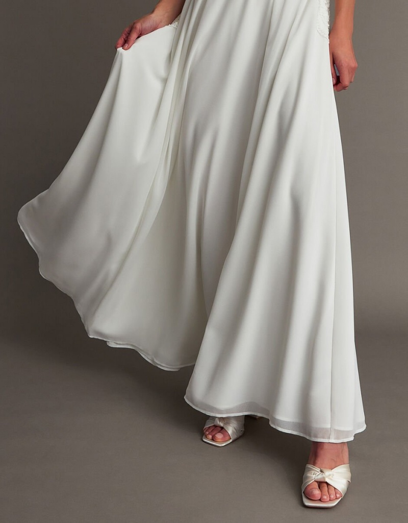 White Women's Monsoon Maddie Off-Shoulder Bridal Dress | UWG-8179