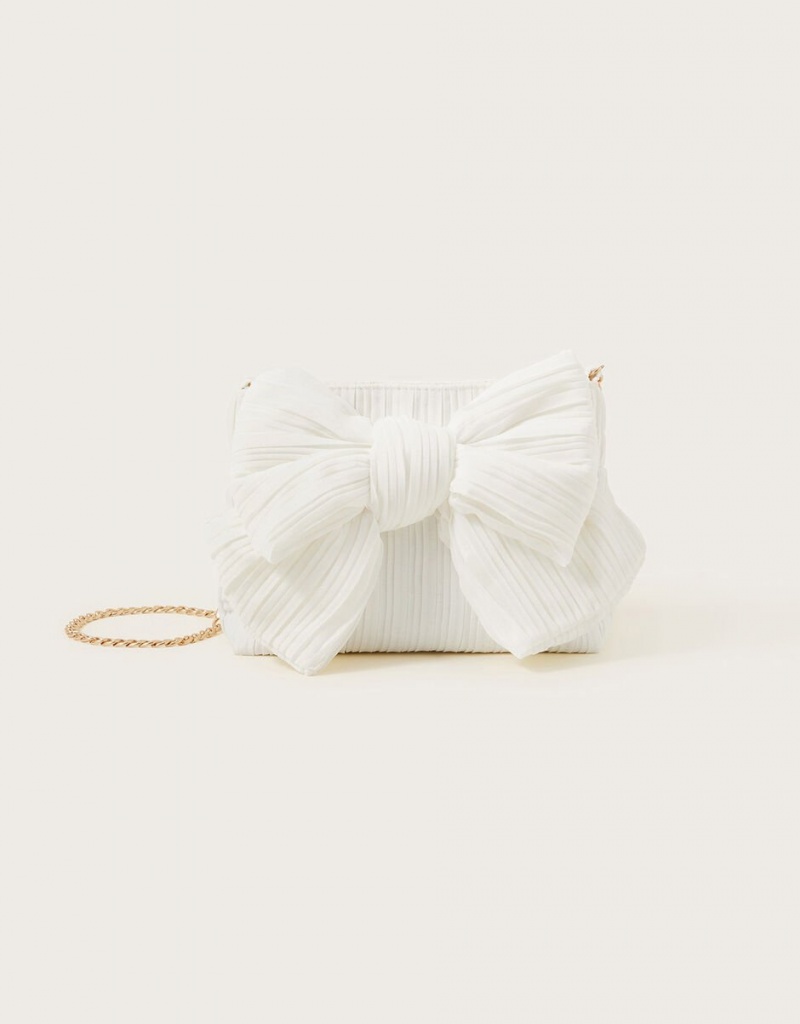 White Women's Monsoon Pleated Bow Bags | RXO-9530