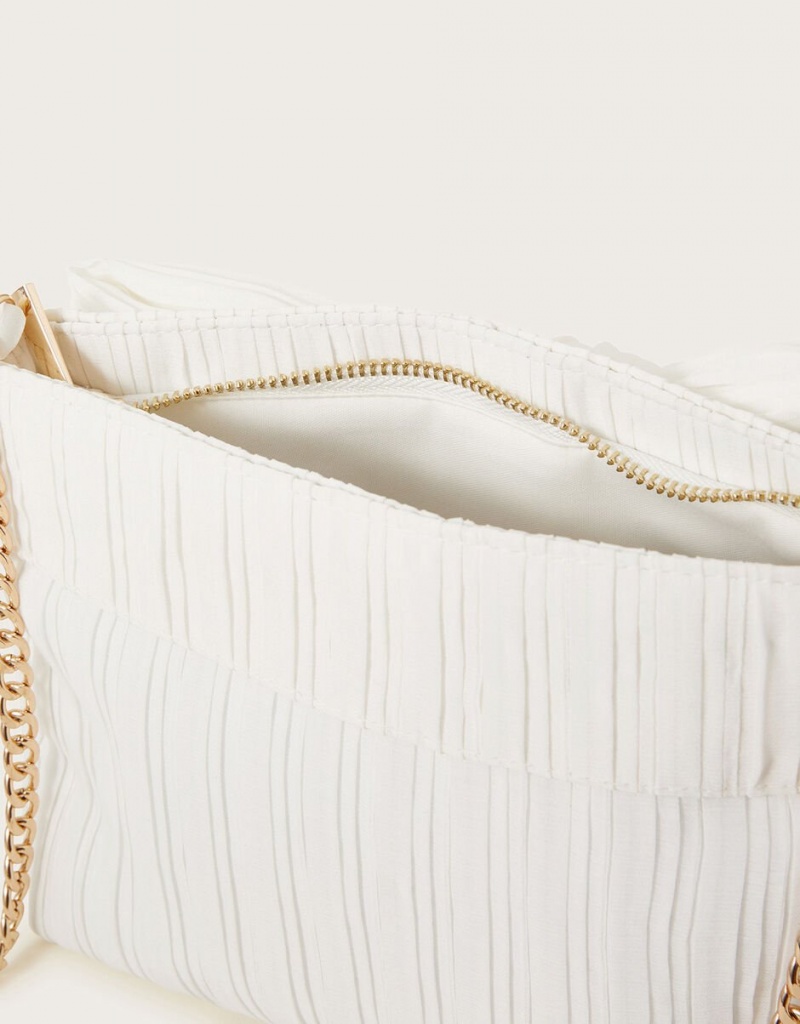 White Women's Monsoon Pleated Bow Bags | RXO-9530