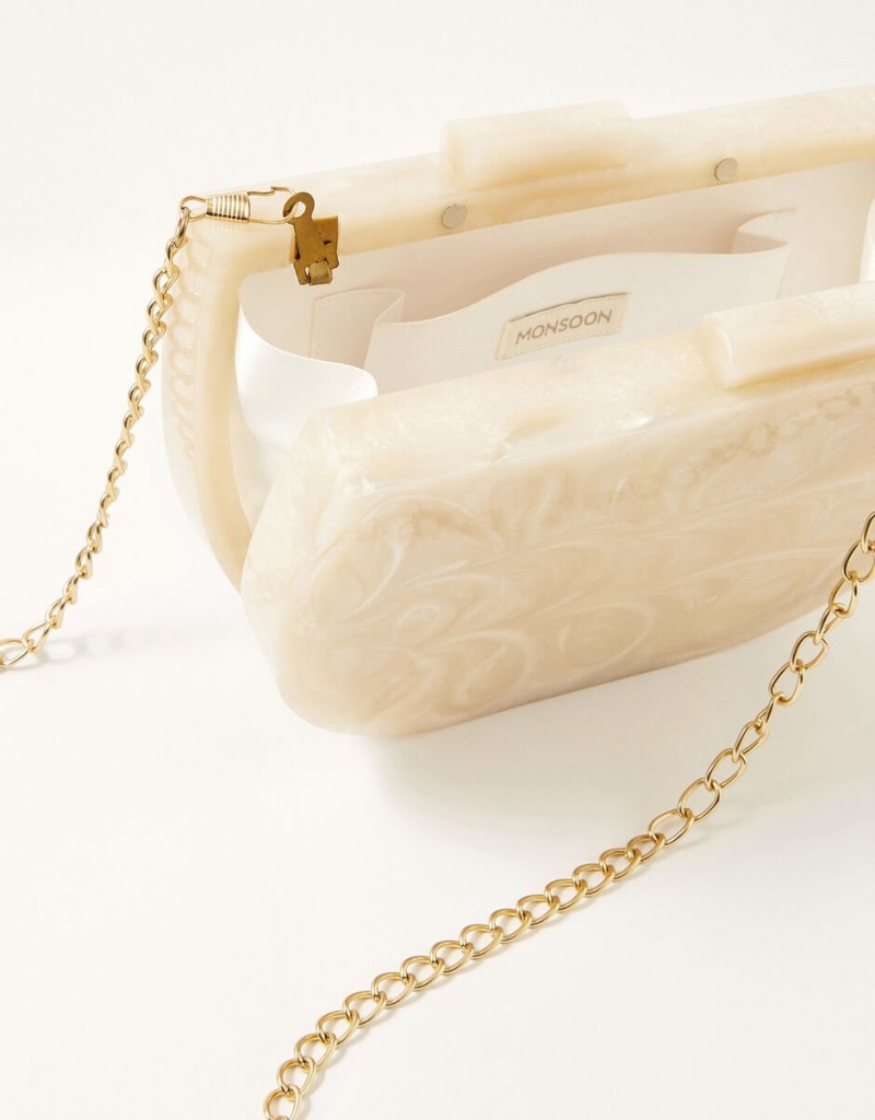 White Women's Monsoon Resin Bridal Clutch Bags | JFV-7600